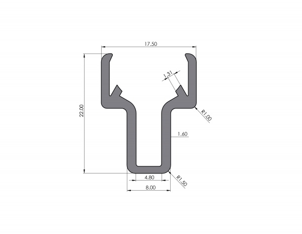 Wellenklemmprofil Nut 8 D14 I-Typ